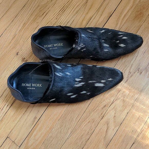 Home Work Atelier Handmade Ankle Boots Leather Pony Calf Hair Booties Western 5 - Picture 5 of 12